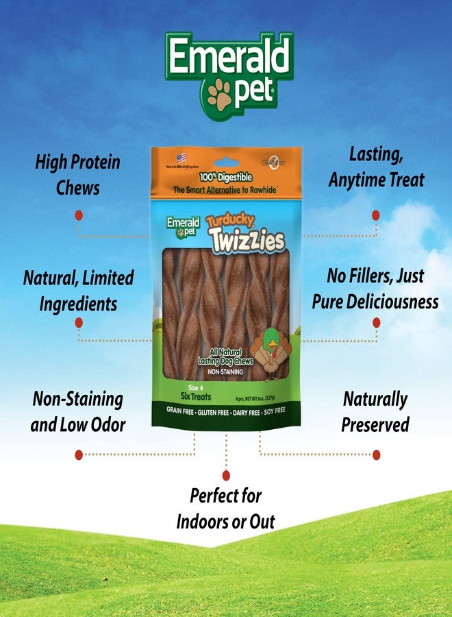 Emerald Pet Twizzies Rawhide Free 100% Digestible Natural Dog Lasting Chew Treats, Made in USA Size 6, Turducky Turkey Duck Multipack - Image 2